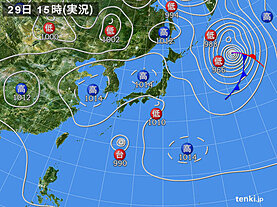 実況天気図(2022年09月29日)