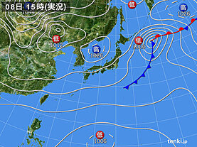 実況天気図(2022年10月08日)