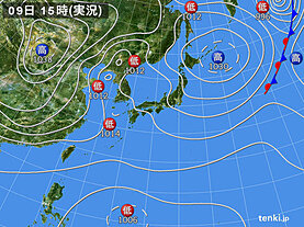 実況天気図(2022年10月09日)