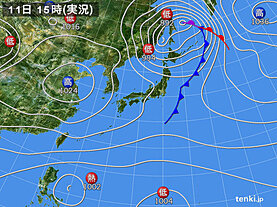 実況天気図(2022年10月11日)
