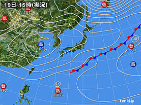 実況天気図(2022年10月19日)