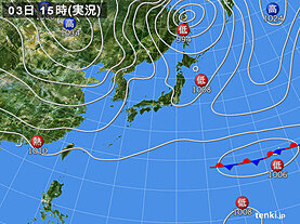 実況天気図(2022年11月03日)