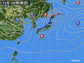 実況天気図(2022年11月13日)