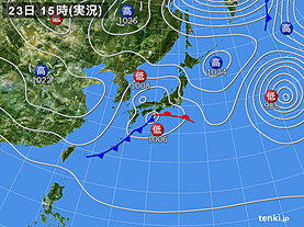 実況天気図(2022年11月23日)