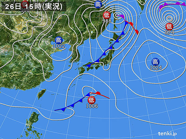 実況天気図(2022年11月26日)