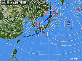 実況天気図(2022年11月29日)