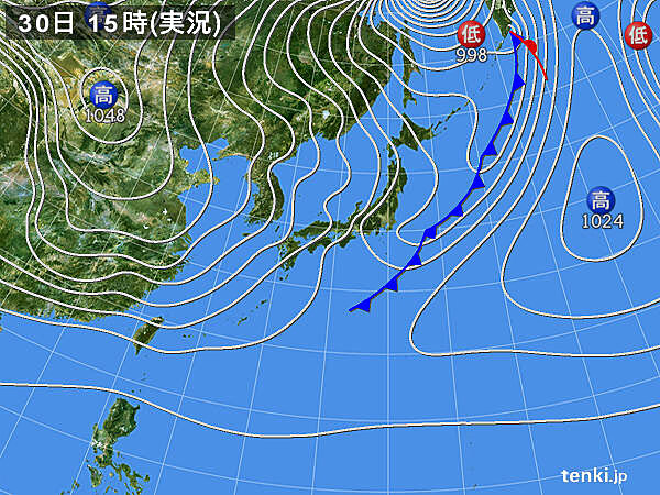 実況天気図(2022年11月30日)