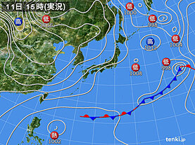 実況天気図(2022年12月11日)