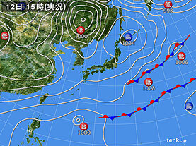 実況天気図(2022年12月12日)