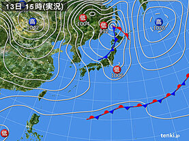 実況天気図(2022年12月13日)