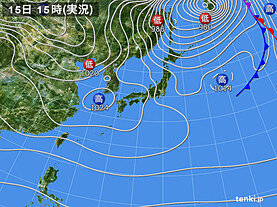 実況天気図(2022年12月15日)