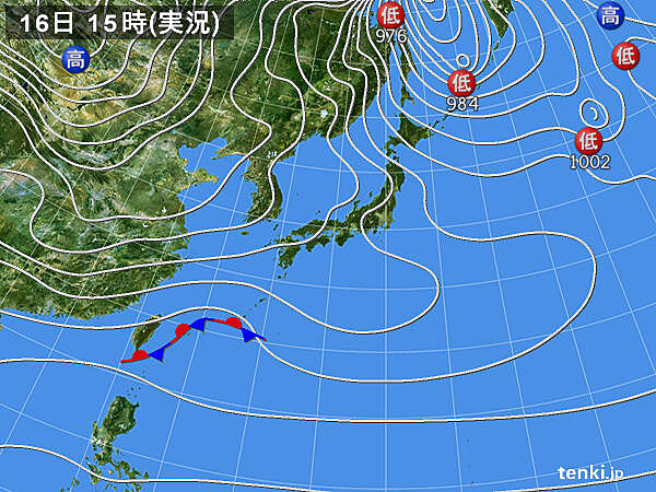 実況天気図(2022年12月16日)