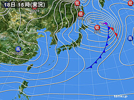 実況天気図(2022年12月18日)