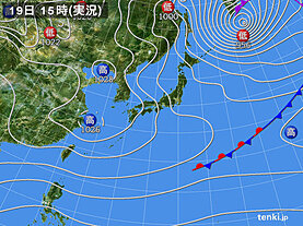 実況天気図(2022年12月19日)