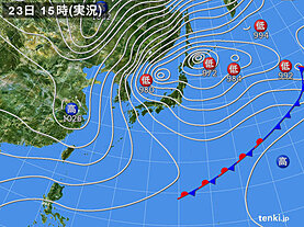 実況天気図(2022年12月23日)