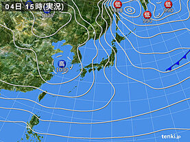 実況天気図(2023年01月04日)