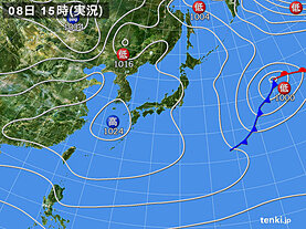 実況天気図(2023年01月08日)