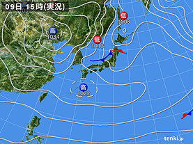 実況天気図(2023年01月09日)