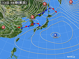 実況天気図(2023年01月13日)