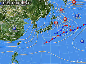 実況天気図(2023年01月16日)