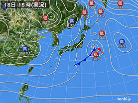 実況天気図(2023年01月18日)