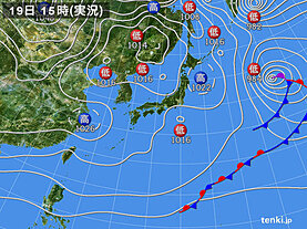 実況天気図(2023年01月19日)