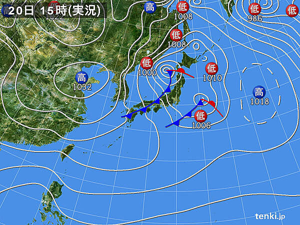 実況天気図(2023年01月20日)