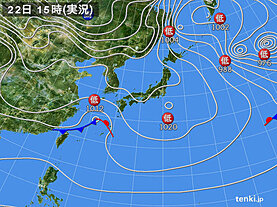 実況天気図(2023年01月22日)
