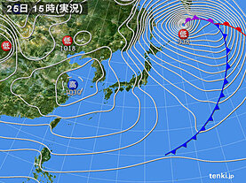 実況天気図(2023年01月25日)