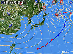 実況天気図(2023年01月28日)