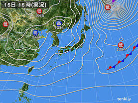 実況天気図(2023年02月15日)