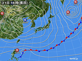 実況天気図(2023年02月21日)