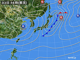 実況天気図(2023年03月02日)