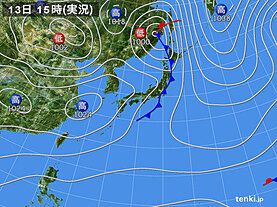 実況天気図(2023年03月13日)
