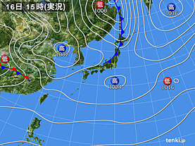 実況天気図(2023年03月16日)