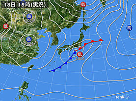 実況天気図(2023年03月18日)