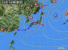 実況天気図(2023年03月23日)