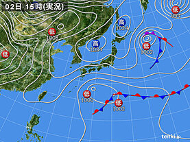 実況天気図(2023年04月02日)