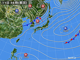 実況天気図(2023年04月11日)