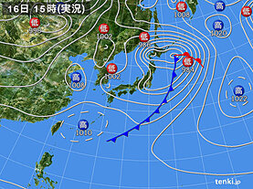 実況天気図(2023年04月16日)