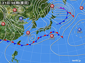 実況天気図(2023年04月21日)