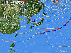 実況天気図(2023年04月23日)