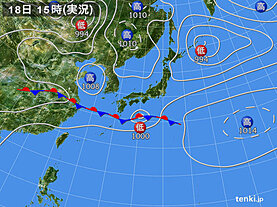 実況天気図(2023年06月18日)