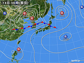 実況天気図(2023年07月14日)