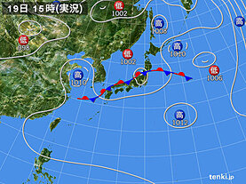 実況天気図(2023年07月19日)