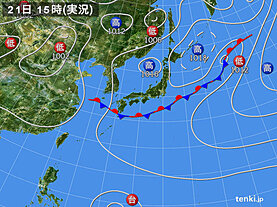 実況天気図(2023年07月21日)