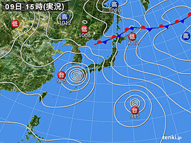 実況天気図(2023年08月09日)