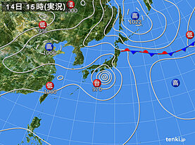 実況天気図(2023年08月14日)