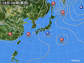 実況天気図(2023年08月18日)