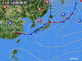 実況天気図(2023年09月21日)